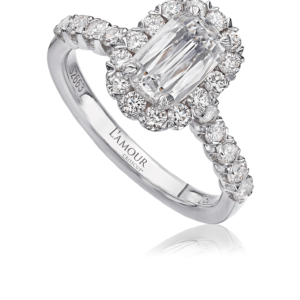 Traditional Diamond Engagement Ring with Round Cut Diamond Setting in 18K White Gold