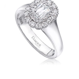 Simple Diamond Engagement Ring with Halo in 18K White Gold