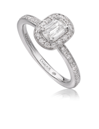 Deco inspired diamond engagement ring set in 18K white gold diamond setting