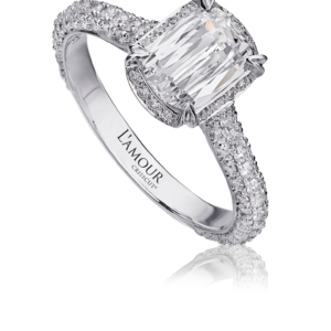 Classic Diamond Engagement Ring with Pave Set Diamond Setting