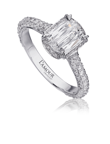 Classic diamond engagement ring with pave set diamond setting simple engagement rings