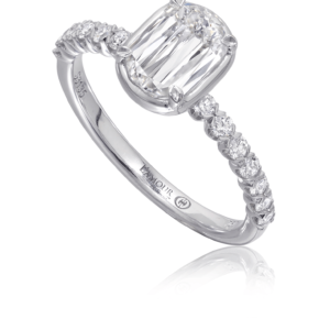 Simple Diamond Engagement Ring with Diamond Set Shank in 18K White Gold
