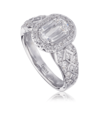 Vintage inspired diamond engagement ring with deco style setting