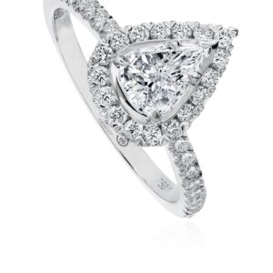 Pear Shaped Engagement Ring with Classic Halo Design in White Gold