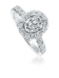 Oval engagement ring with classic halo setting