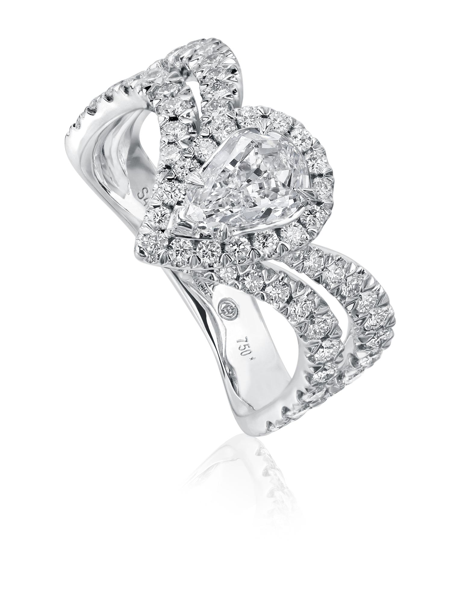 L’Amour Crisscut® Pear Shape Diamond Engagement Ring (L516-LPE060 ...