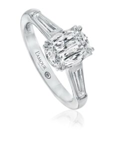 Oval Solitaire Engagement Ring with Tapered Baguette Sides