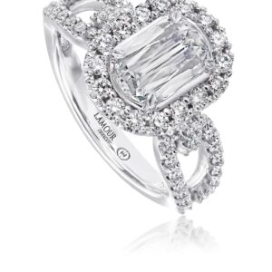 White Gold Diamond Engagement Ring with Halo and Round Diamond Setting