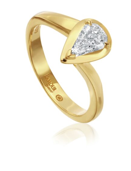 Yellow gold pear shaped engagement ring