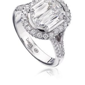 Classic Diamond Engagement Ring with Diamond Set, Split Shank Setting