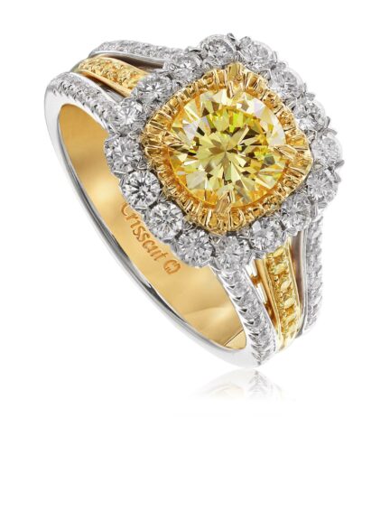 Christopher Designs Round Yellow Diamond Fashion Ring