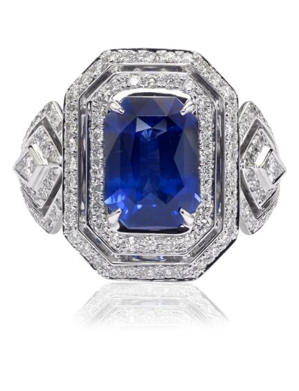 Christopher Designs Emerald Sapphire and Diamond Fashion Ring