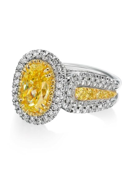 Christopher Designs Oval Yellow Diamond Fashion Ring