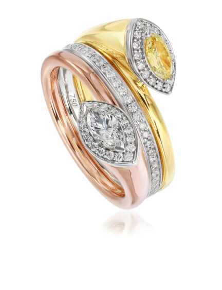 Christopher Designs Marquee Yellow Diamond and Diamond Fashion Ring