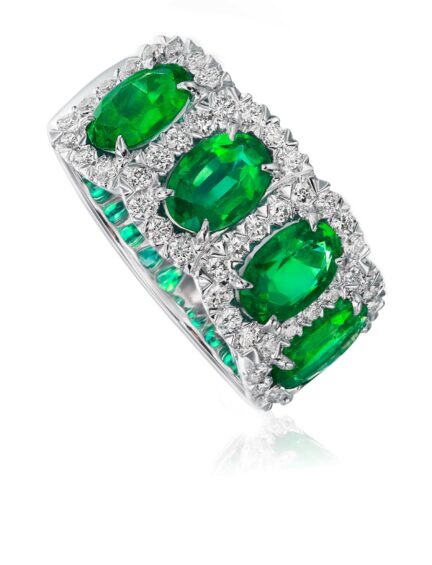 Christopher Designs Oval Emerald and Diamond Band