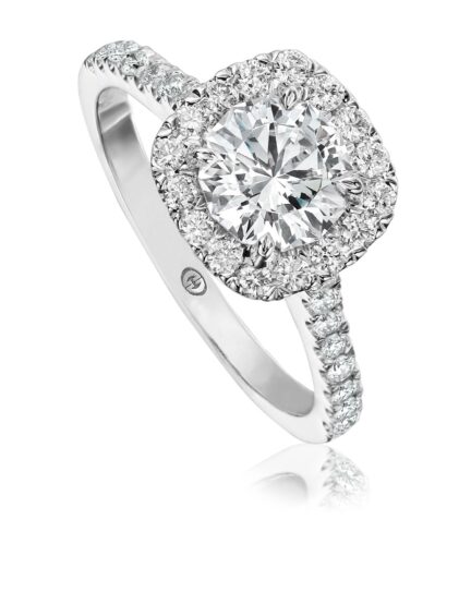 Round diamond halo engagement ring setting