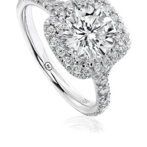 Halo Engagement Ring Setting with Round Diamond Band