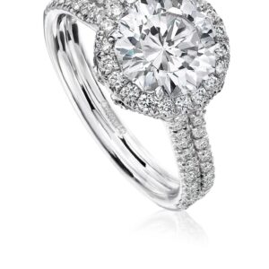 Halo Engagement Ring Setting with Double Diamond Band