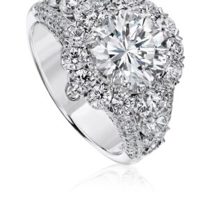 Elegant Diamond Engagement Ring Setting with Round Cut Diamonds in White Gold