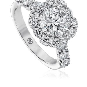 Classic Halo Engagement Ring Setting with Round Diamond Band