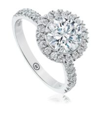 Simple engagement ring setting with halo and diamond band