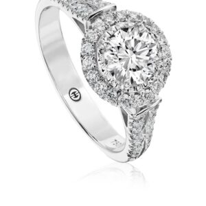 Traditional Engagement Ring Setting with Double Diamond Band