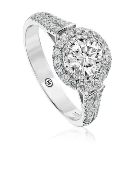 Traditional engagement ring setting with double diamond band