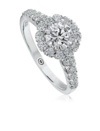 Simple engagement ring setting with halo in white gold