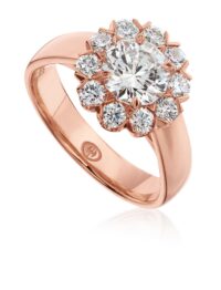 Rose gold engagement ring setting with halo