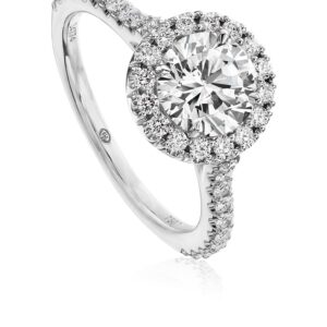 Classic Engagement Ring Setting with Pave Set Round Diamonds