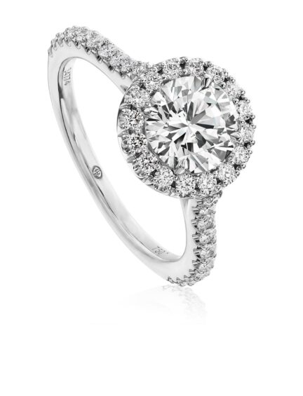 Classic engagement ring setting with pave set round diamonds