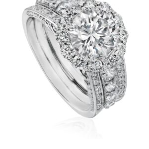 Elegant, One of a Kind Halo Engagement Ring Setting with Round Diamond Accents