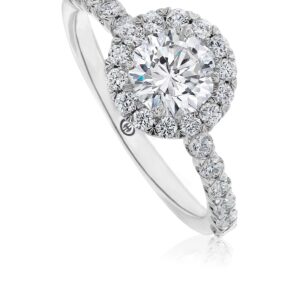 Halo Engagement Ring Setting with Classic Diamond Band