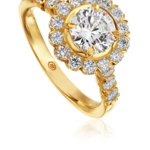 Yellow Gold Engagement Ring with Halo Design