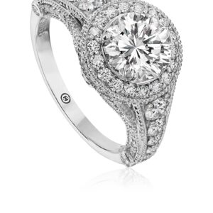 Vintage Inspired Round Diamond Engagement Ring with Milligrain Edge Design