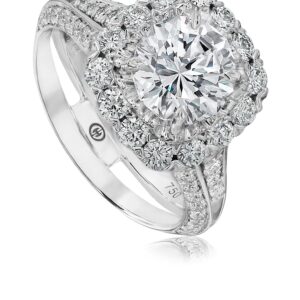Halo Engagement Ring Setting with Round Diamond Design Band