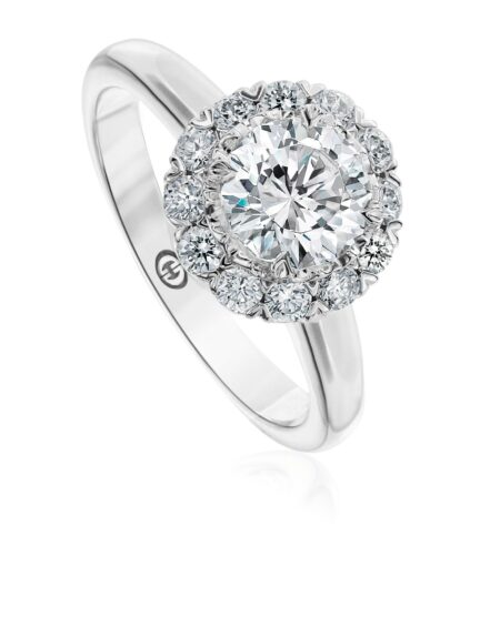 Simple engagement ring setting with a halo in white gold