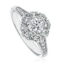 Floral halo round diamond engagement ring setting
