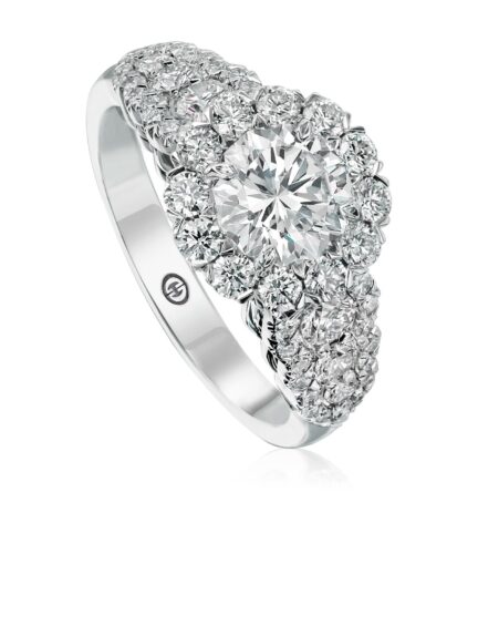 Round diamond engagement ring setting with cluster diamond band