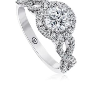 Halo Engagement Ring Setting with Diamond Twist Band
