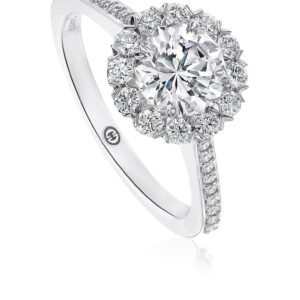 Simple Engagement Ring Setting with a Halo with a Pave Set Diamond Band