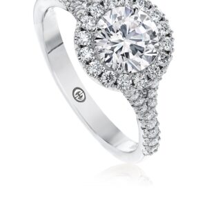 Classic Halo Engagement Ring Setting with Diamond Set Split Band