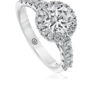 Classic Pave Set Engagement Ring Setting with Halo