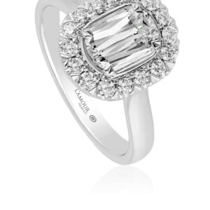 Simple Halo Engagement Ring in White Gold
