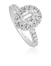 Simple oval diamond engagement ring with diamond band