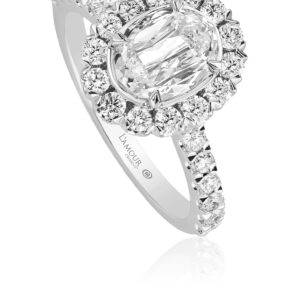 Simple Oval Diamond Engagement Ring with Diamond Band