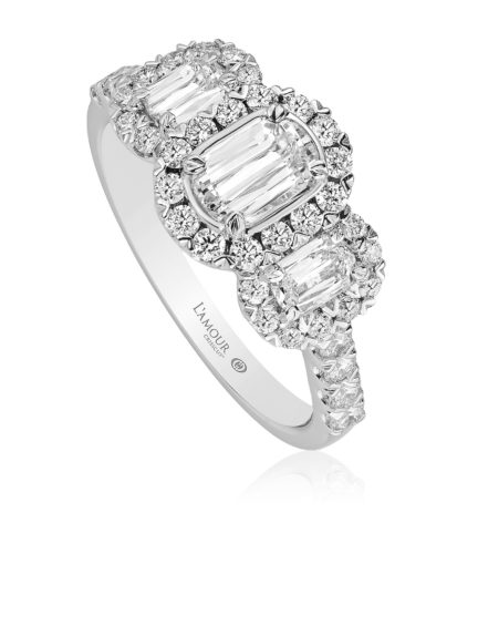 Christopher Designs L’Amour Crisscut Diamond 3 stone Engagement Ring