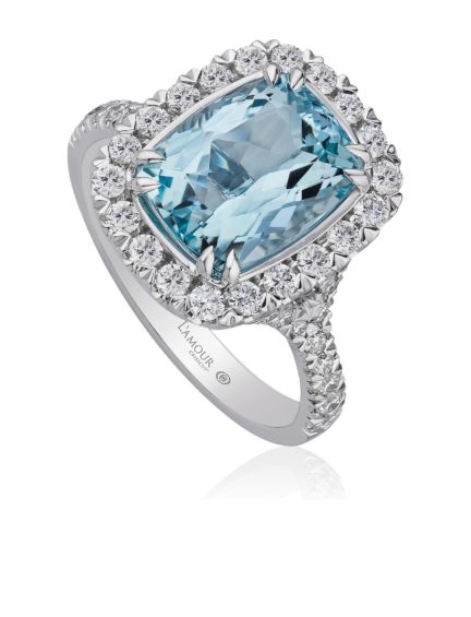 Christopher Designs Aquamarine and Diamond Ring