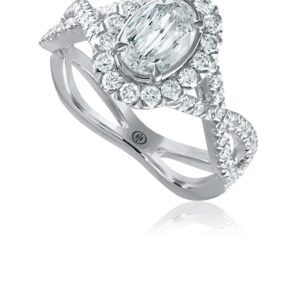 L'Amour Crisscut® Oval Cut Diamond Halo Engagement Ring