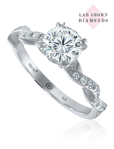 NEON Crisscut round lab grown diamond engagement ring